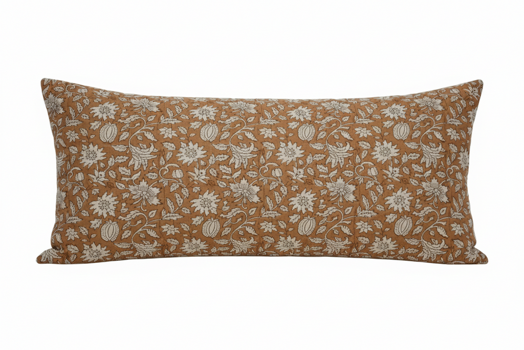 Florence Botanical Print Rust Brown Pillow Cover