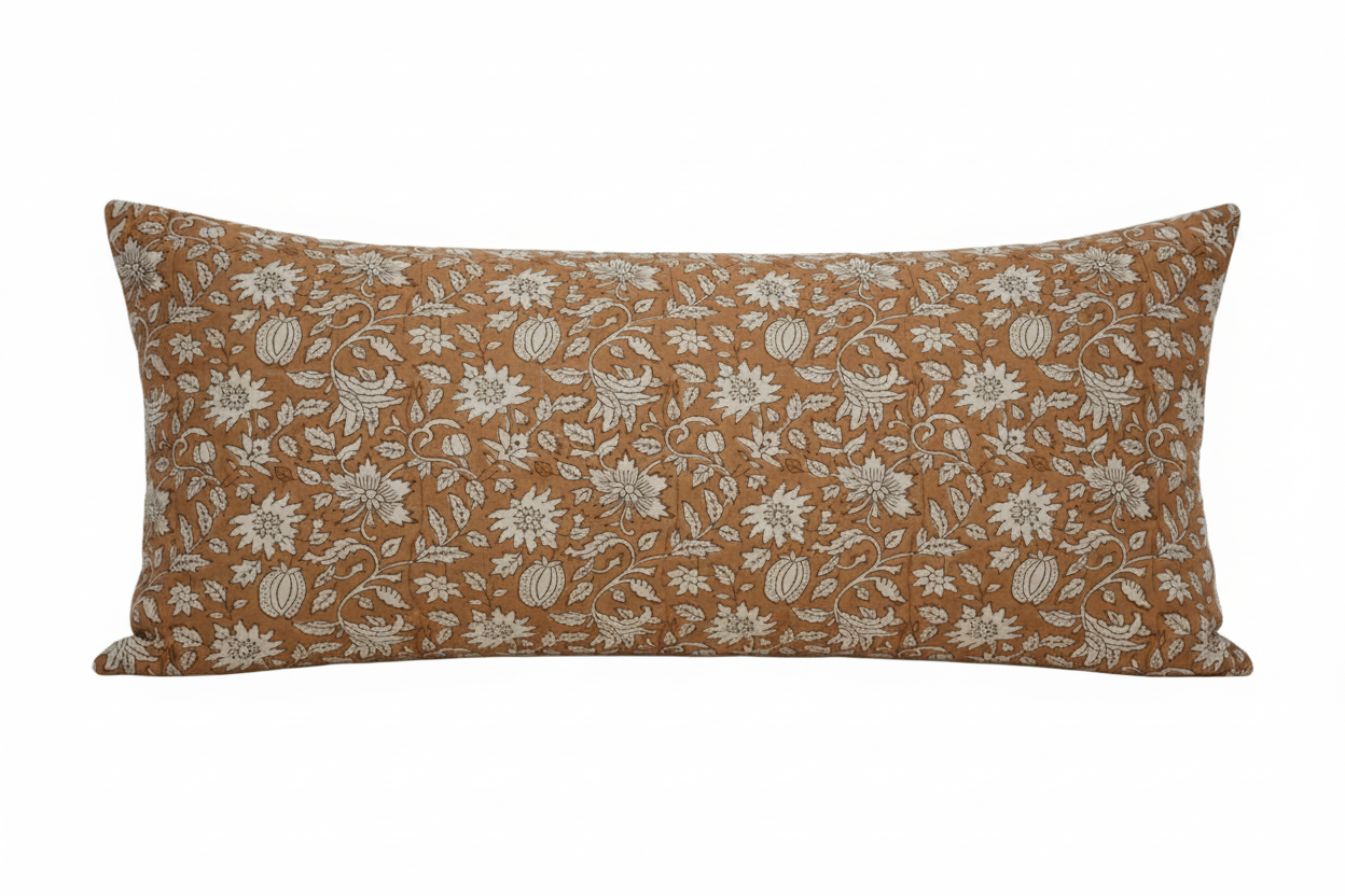 Florence Botanical Print Rust Brown Pillow Cover