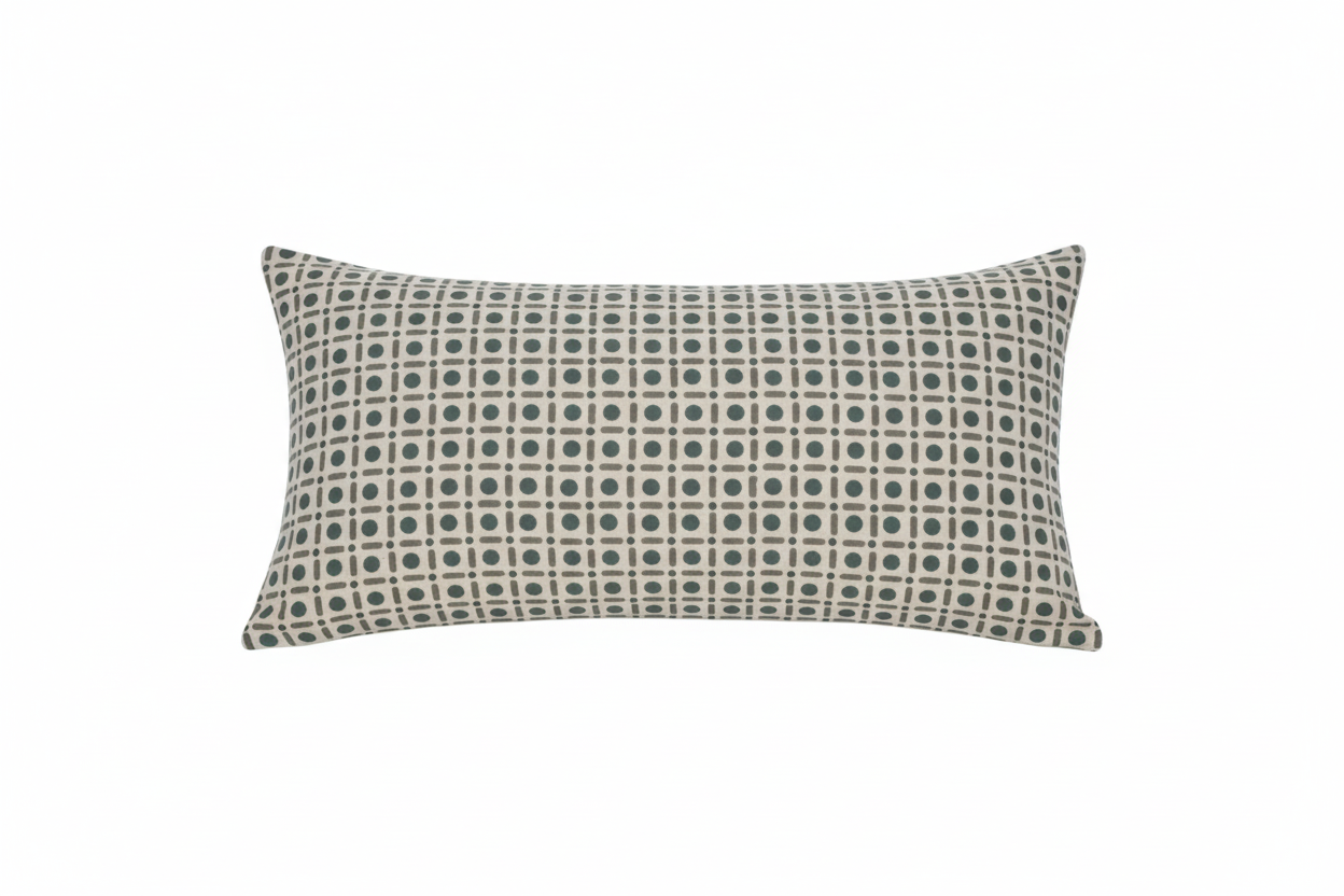 Levi Geometric Natural Linen Pillow Cover 16" x 42" Double Sided Pillow Covers