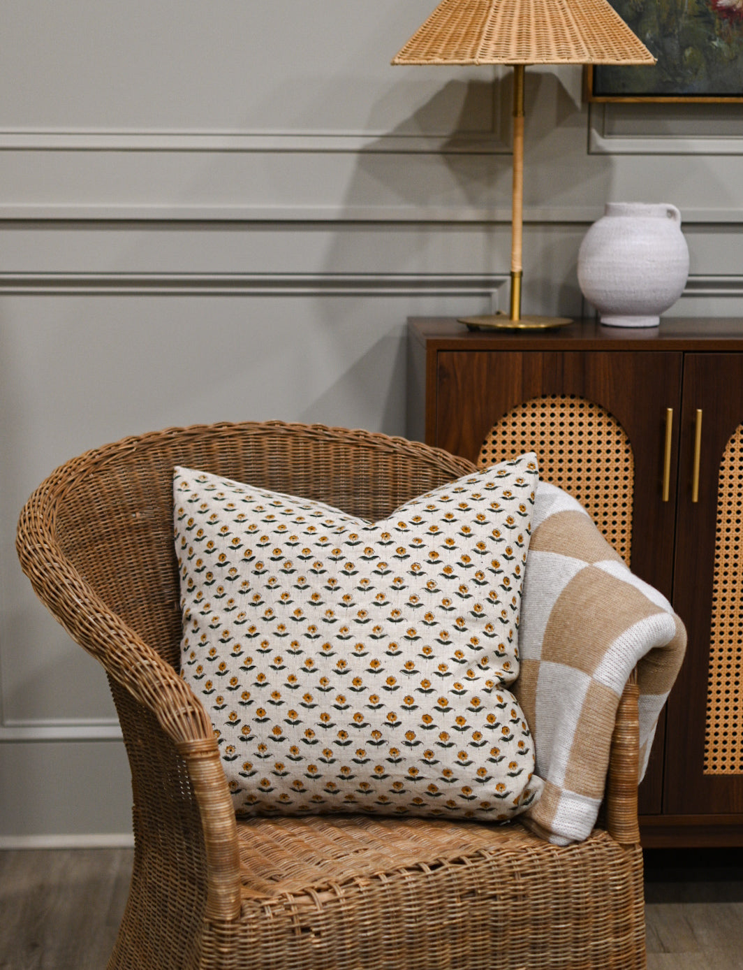 Zinni Ditsy Prints Warm White Pillow Cover Pillow Covers