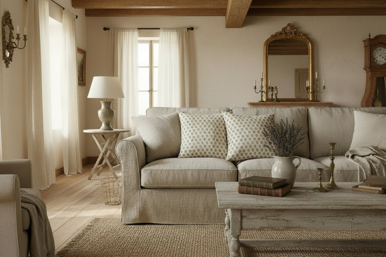 Julia Ditsy Prints Warm White Pillow Cover