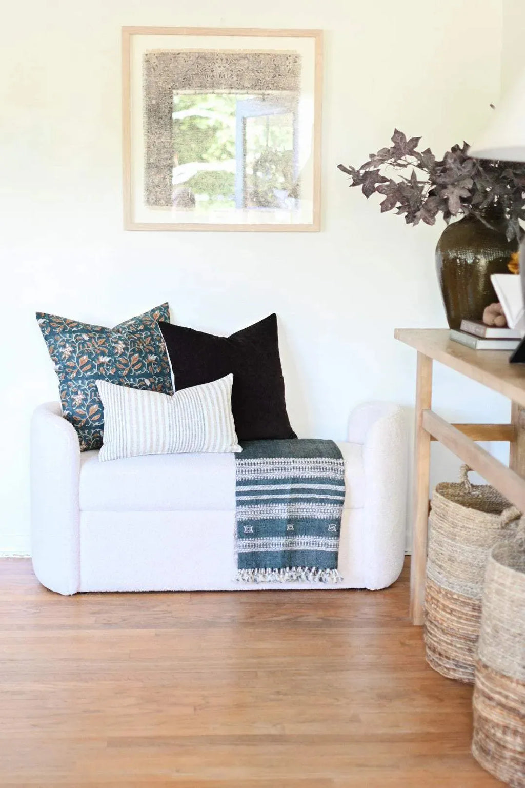 Sadie Botanical Print Deep Teal Pillow Cover Pillow Covers