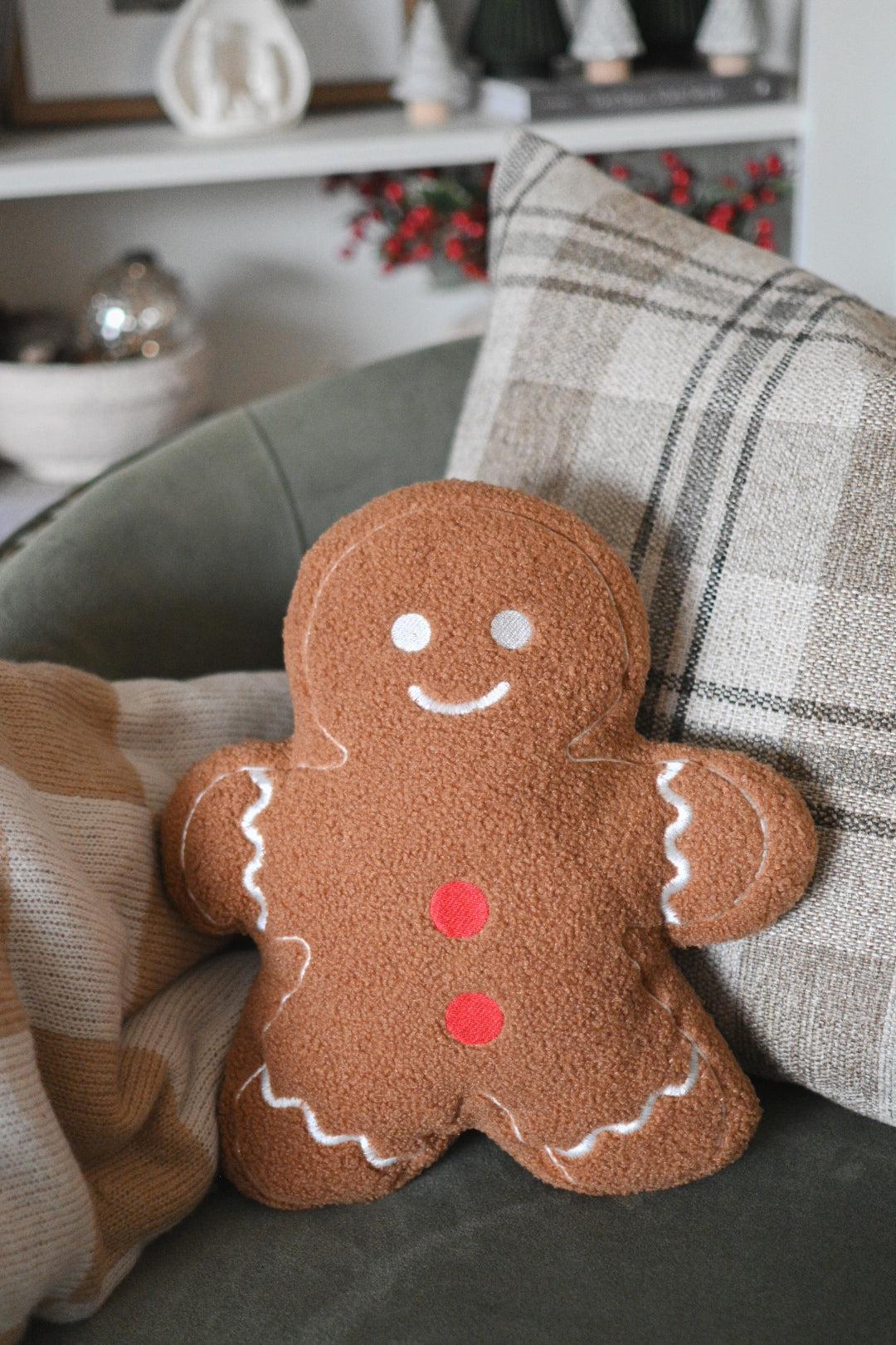 Sherpa Gingerbread Man Pillow Home Decor