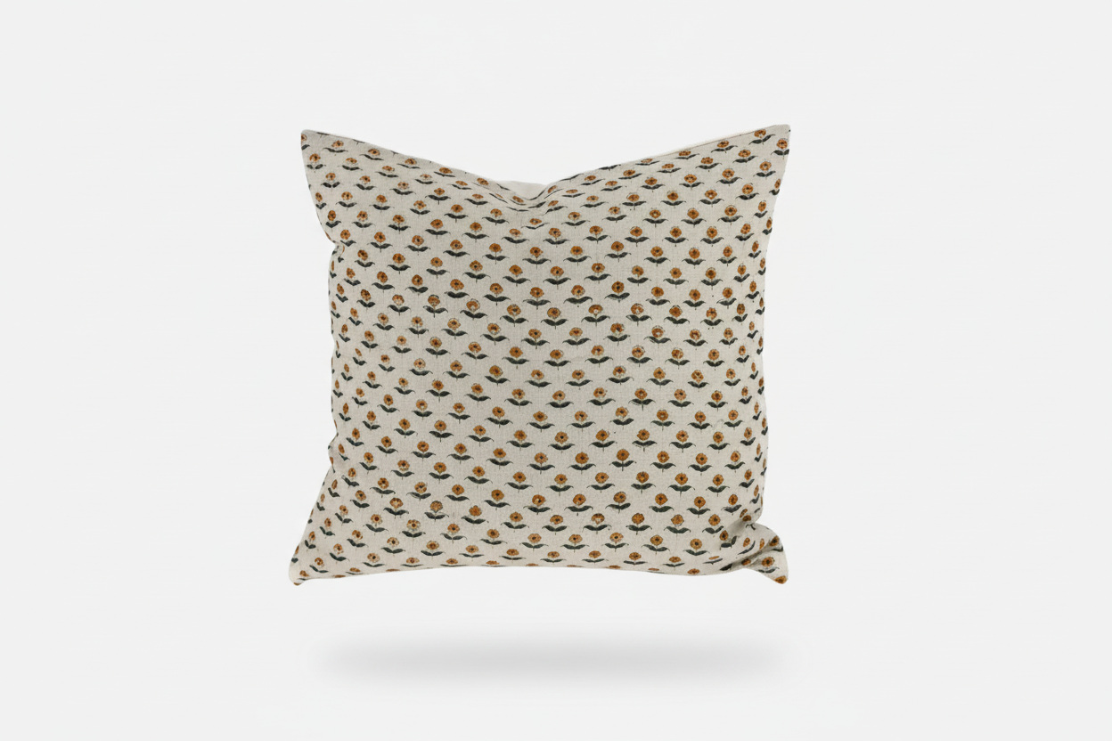 Zinni Ditsy Prints Warm White Pillow Cover 26" x 26" Double Sided Pillow Covers