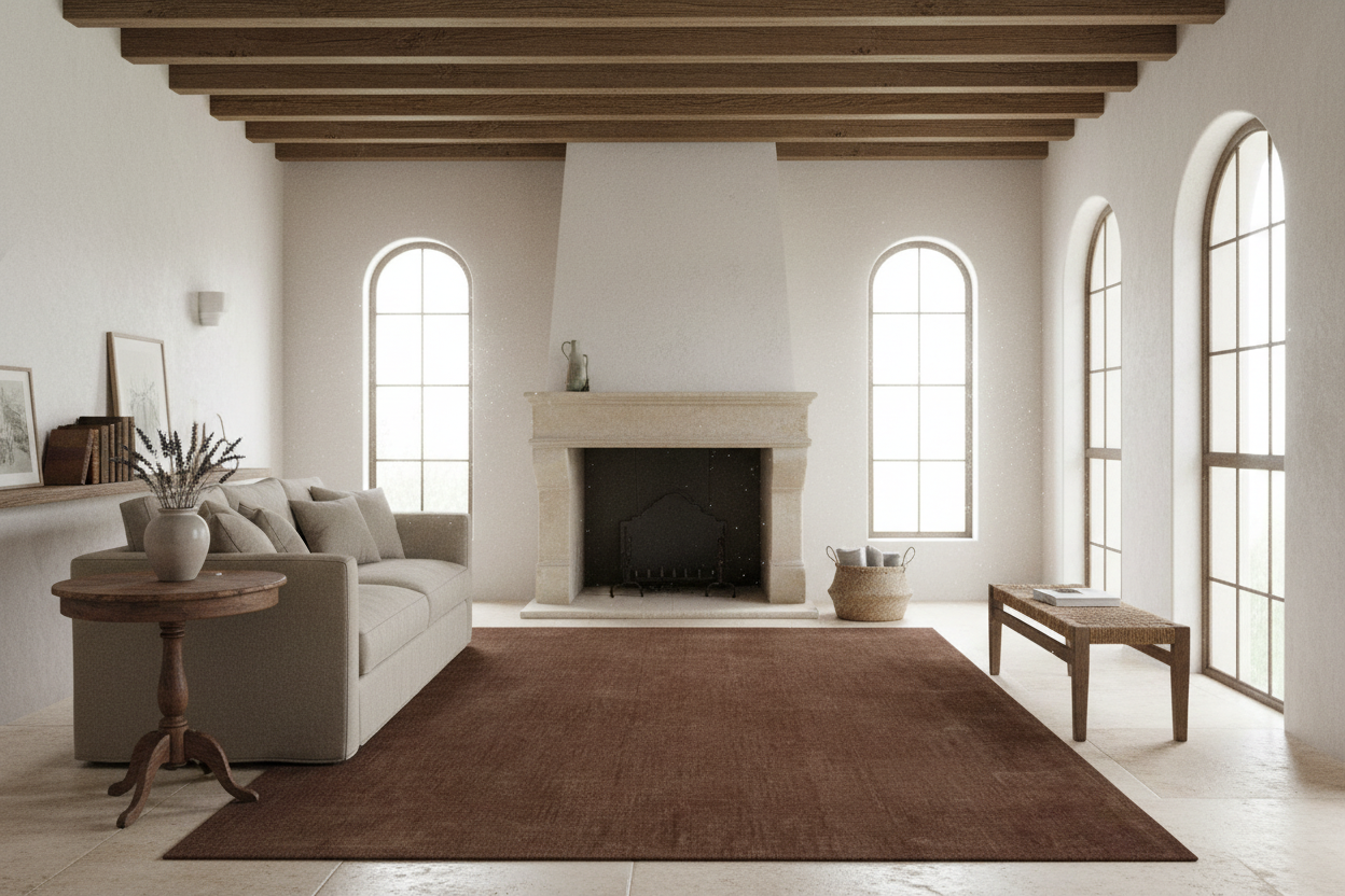 Brown textured rug on a white background