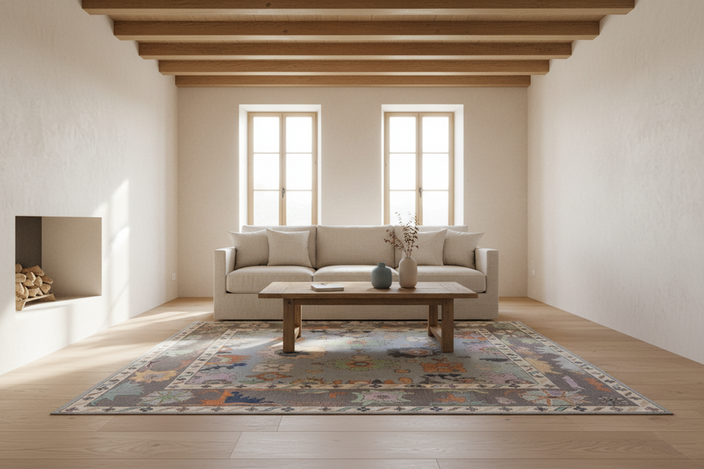 Camellia Hand-Knotted Wool Oushak Rug Hand-Knotted