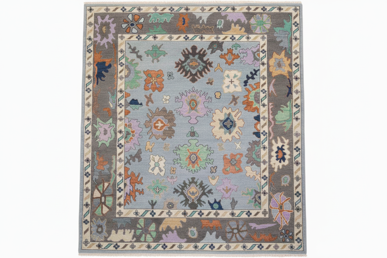 Camellia Hand-Knotted Wool Oushak Rug 8' x 8' Hand-Knotted