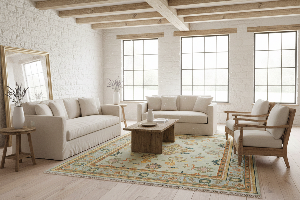 Celestia Hand-Knotted Wool Oushak Rug Hand-Knotted