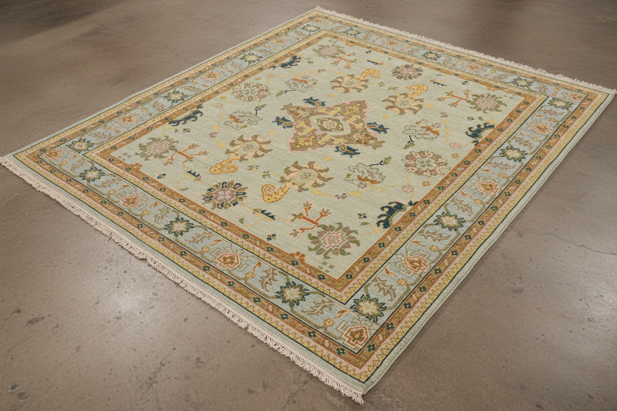 Celestia Hand-Knotted Wool Oushak Rug 8' x 8' Hand-Knotted