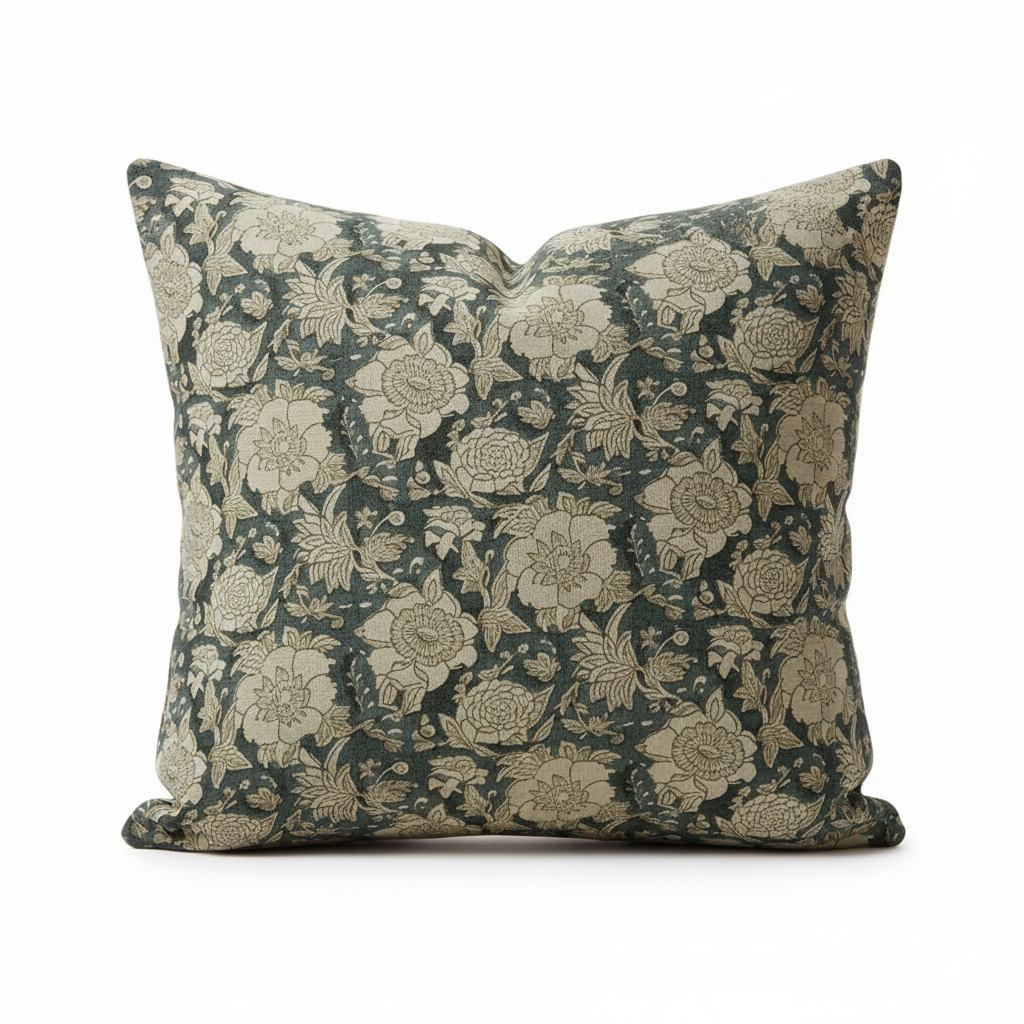 Clark Botanical Print Ash Gray Pillow Cover 26" x 26" Double Sided Pillow Covers