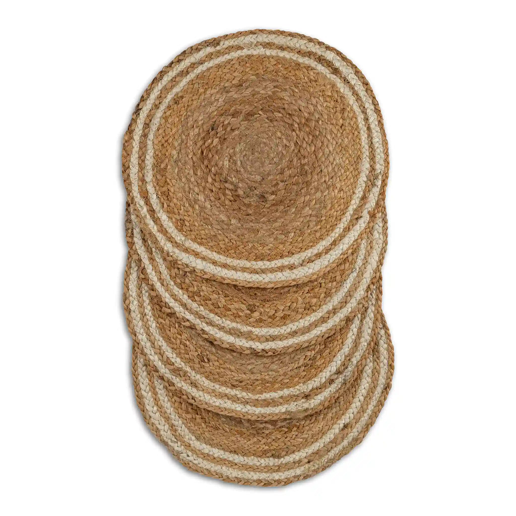 Coastline Natural & White Woven Jute Placemats