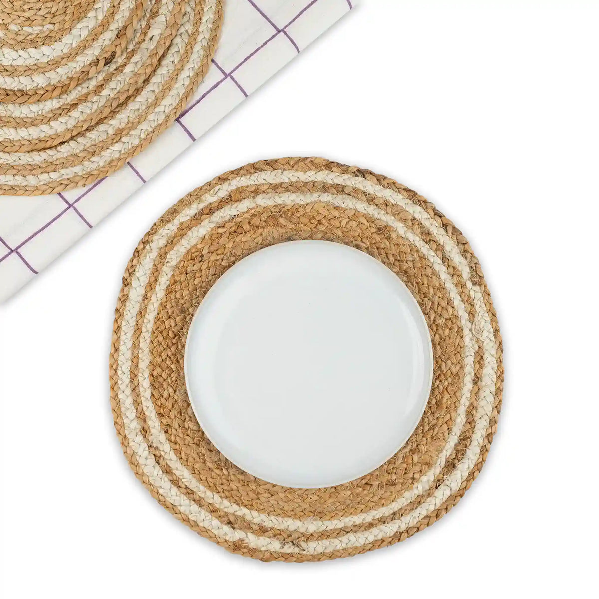 Coastline Natural & White Woven Jute Placemats