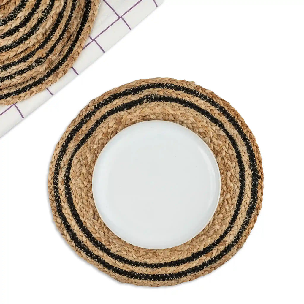 Coastline Natural & Black Woven Jute Placemats