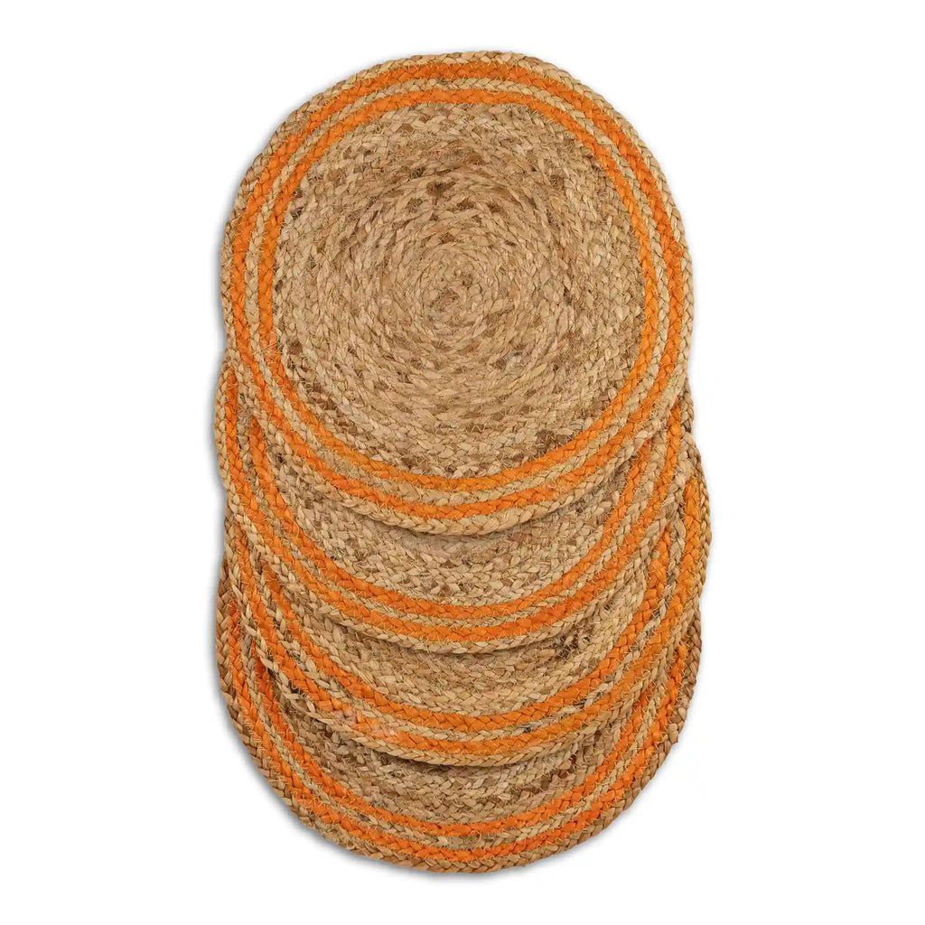 Coastline Natural & Orange Woven Jute Placemats