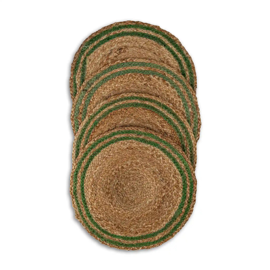 Coastline Natural & Green Woven Jute Placemats