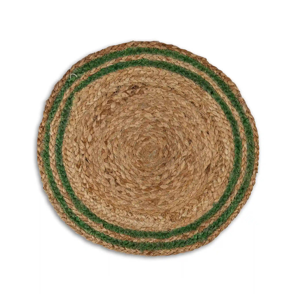 Coastline Natural & Green Woven Jute Placemats