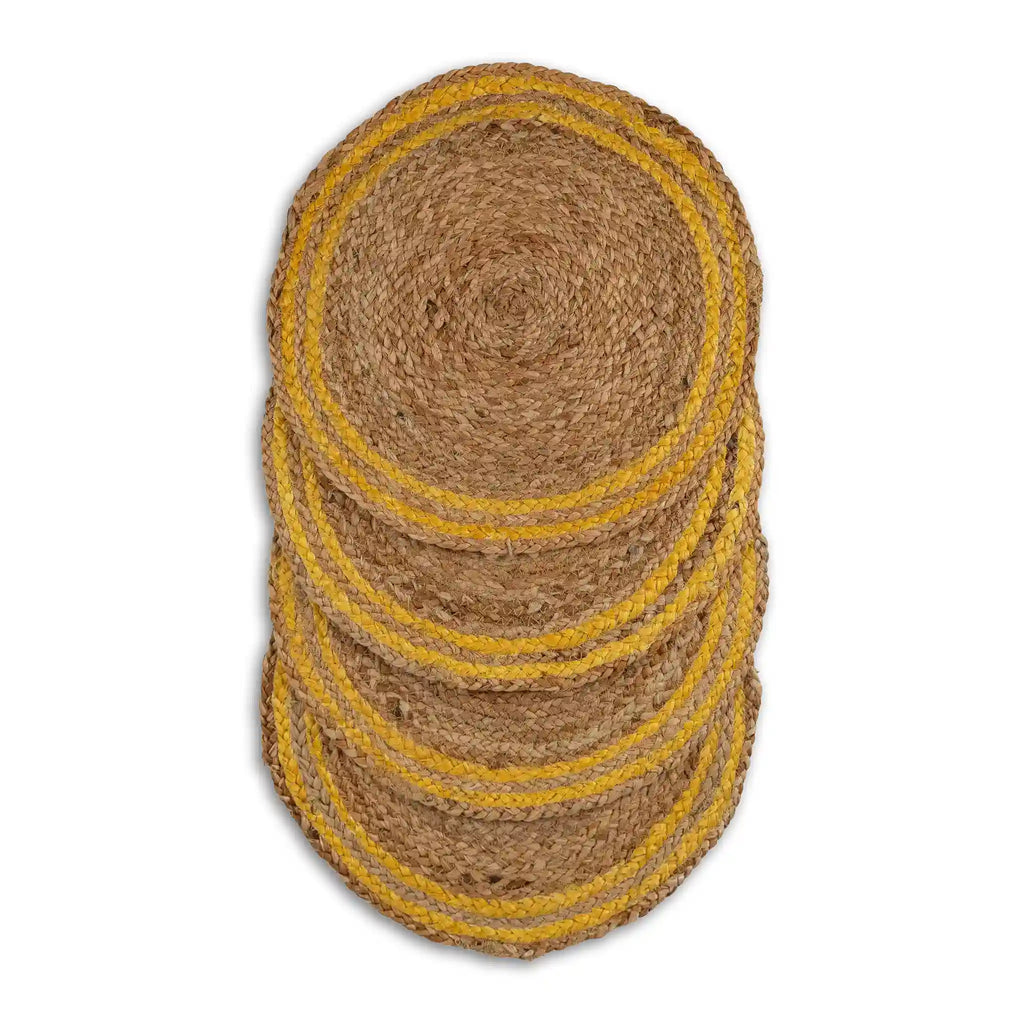 Coastline Natural & Yellow Woven Jute Placemats