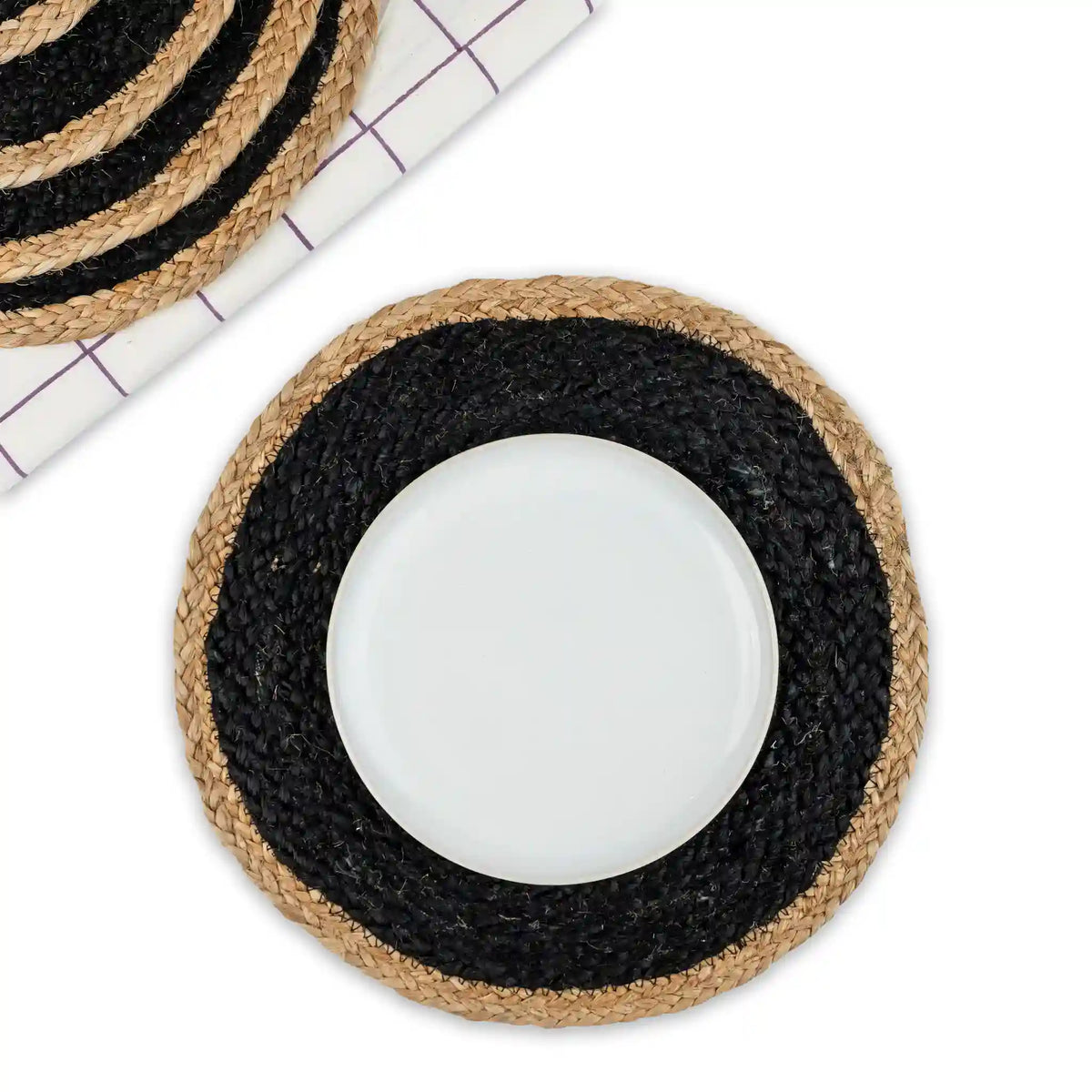 Coil Natural & Black Woven Jute Placemats