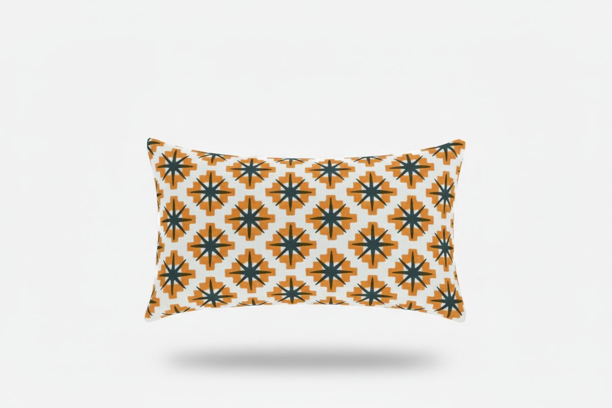 Kairo Geometric White Pillow Cover 16" x 42" Double Sided Pillow Covers