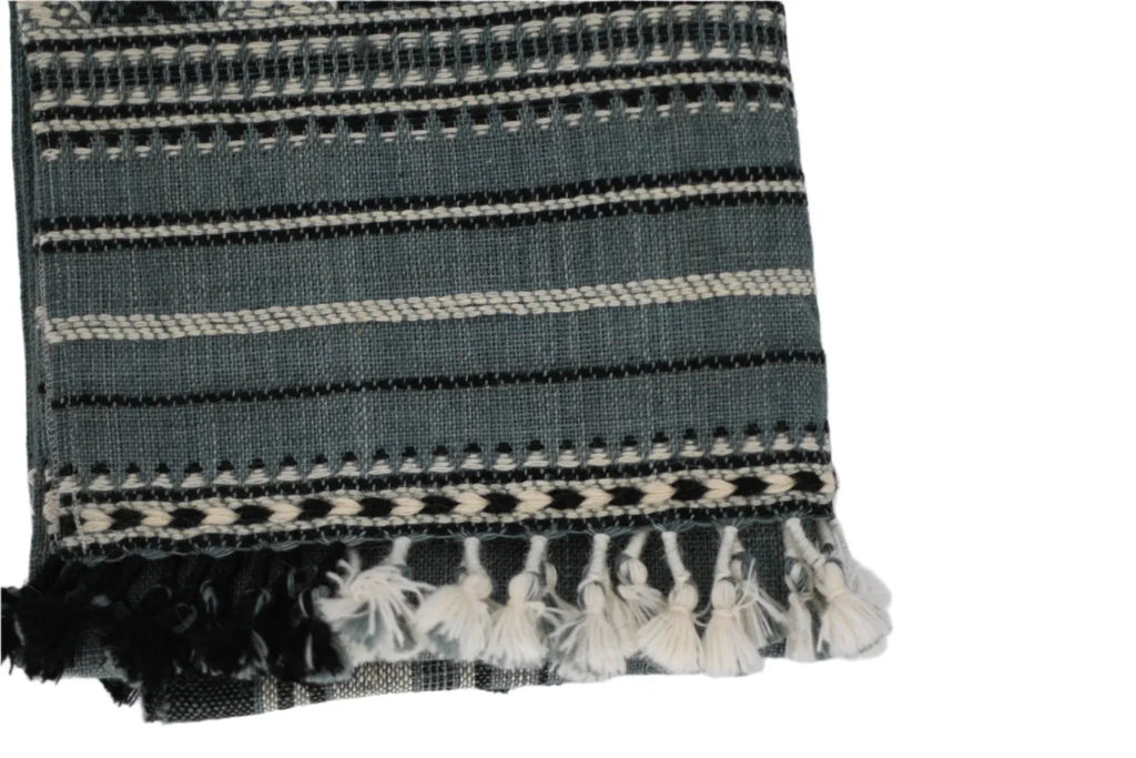 Bhujodi Table Runner - Blue Gray/Multicolor - Maple Village Lane