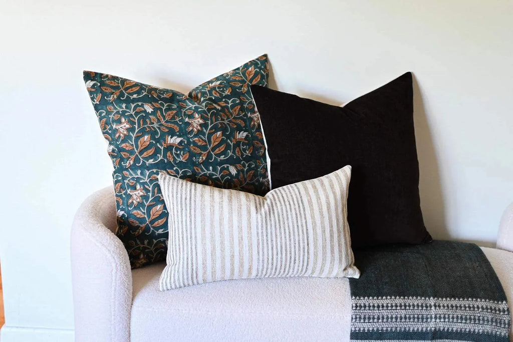 Sadie Botanical Print Deep Teal Pillow Cover Pillow Covers