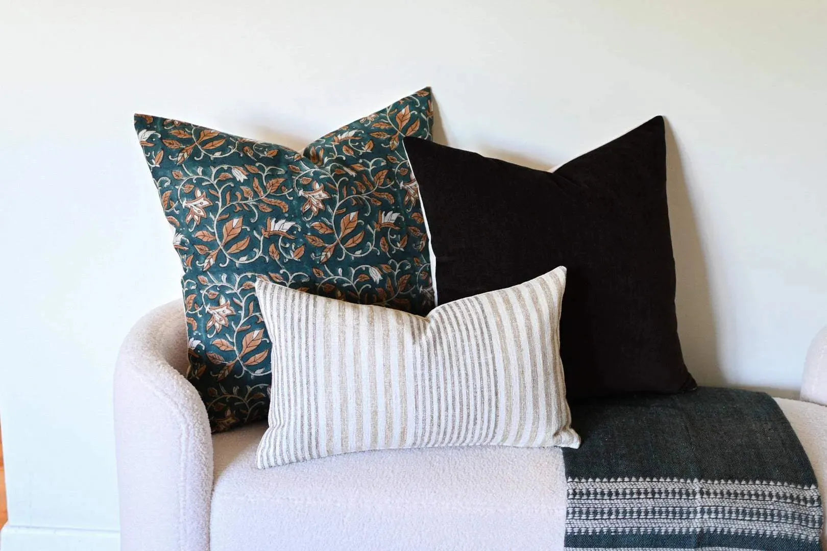 Sadie Botanical Print Deep Teal Pillow Cover Pillow Covers