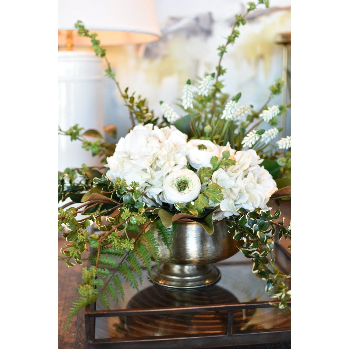 12.5" Faux White Muscari Bush Grape Hyacinth