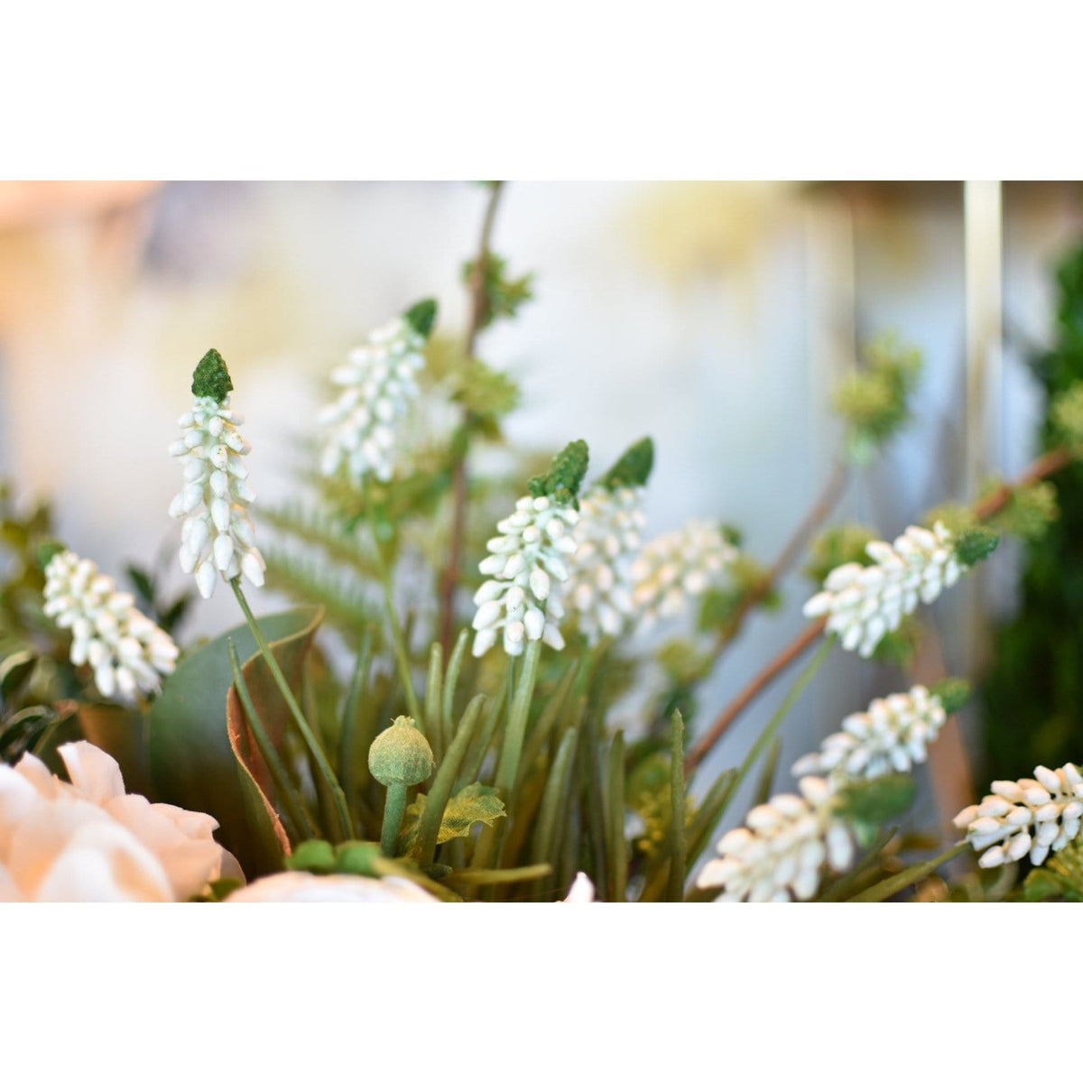 12.5" Faux White Muscari Bush Grape Hyacinth