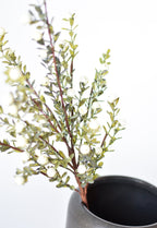 21" Faux White Berry Boxwood Greenery Stem