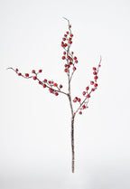 29" Faux Iced Red Berry Stem