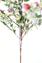 21" Faux Frosted Greenery with Red Berry Stem