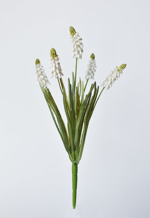 12.5" Faux White Muscari Bush Grape Hyacinth