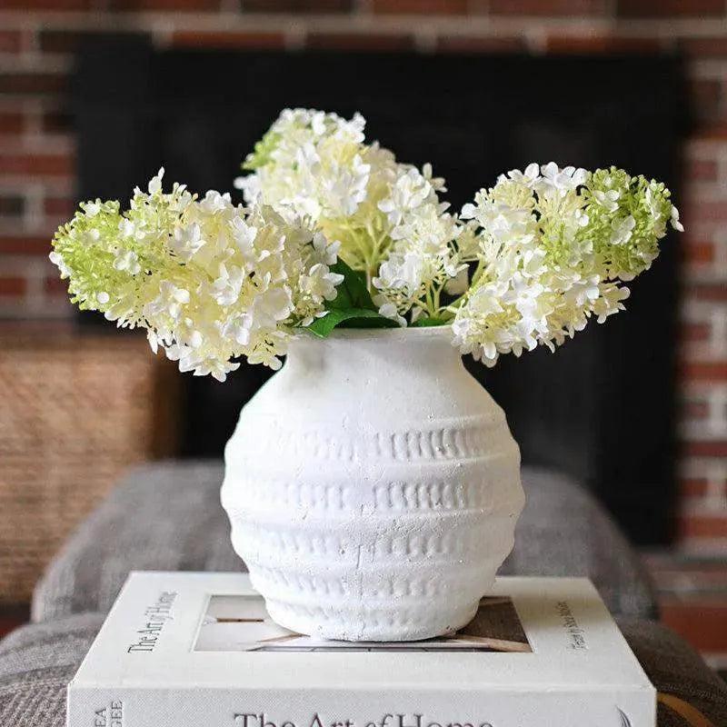 Faux White and Green Hydrangea Stem Faux Flowers