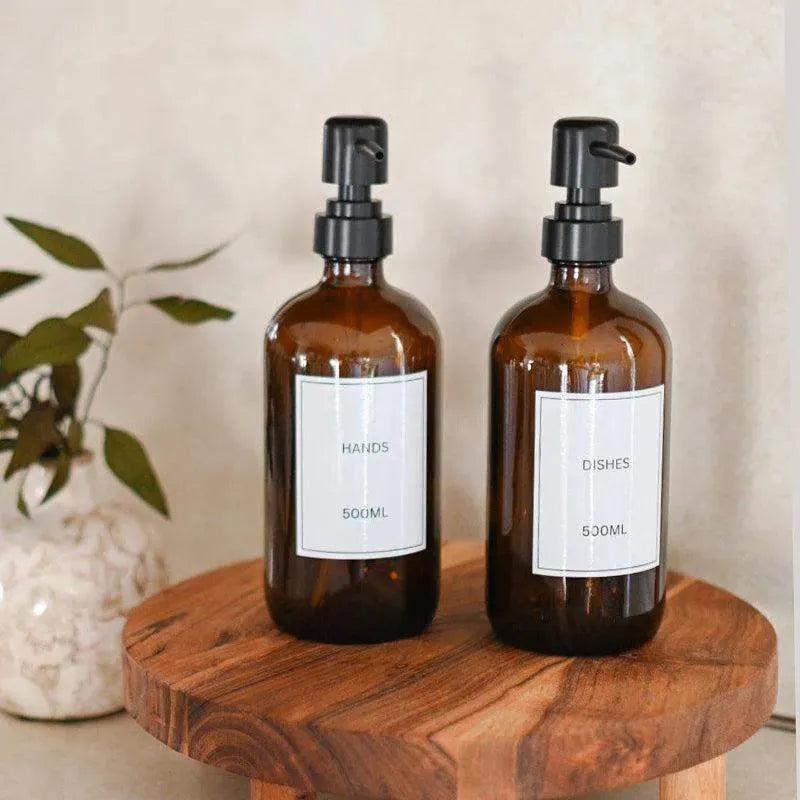 Amber Soap Dispenser Set of 2 Home Decor