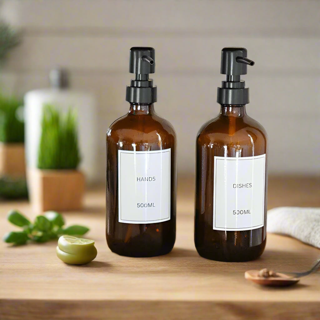 Amber Soap Dispenser Set of 2