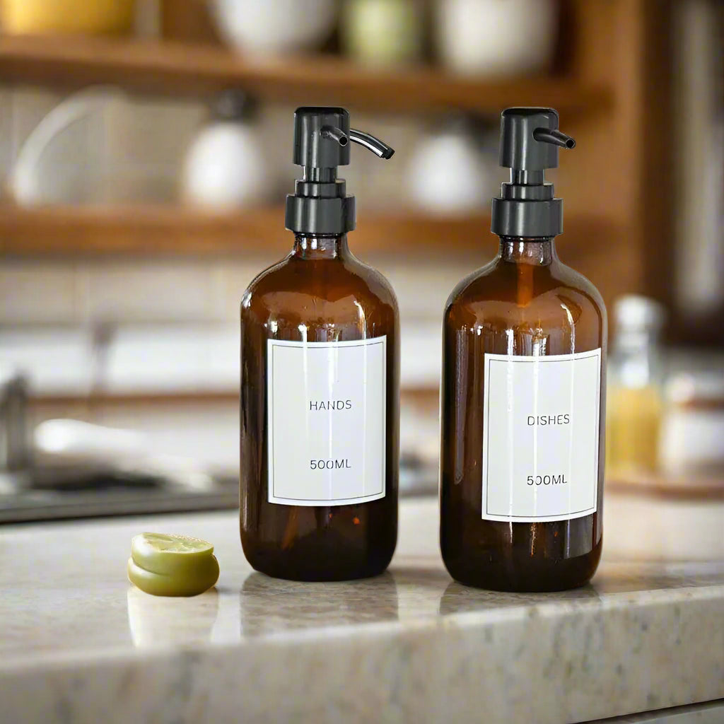 Amber Soap Dispenser Set of 2