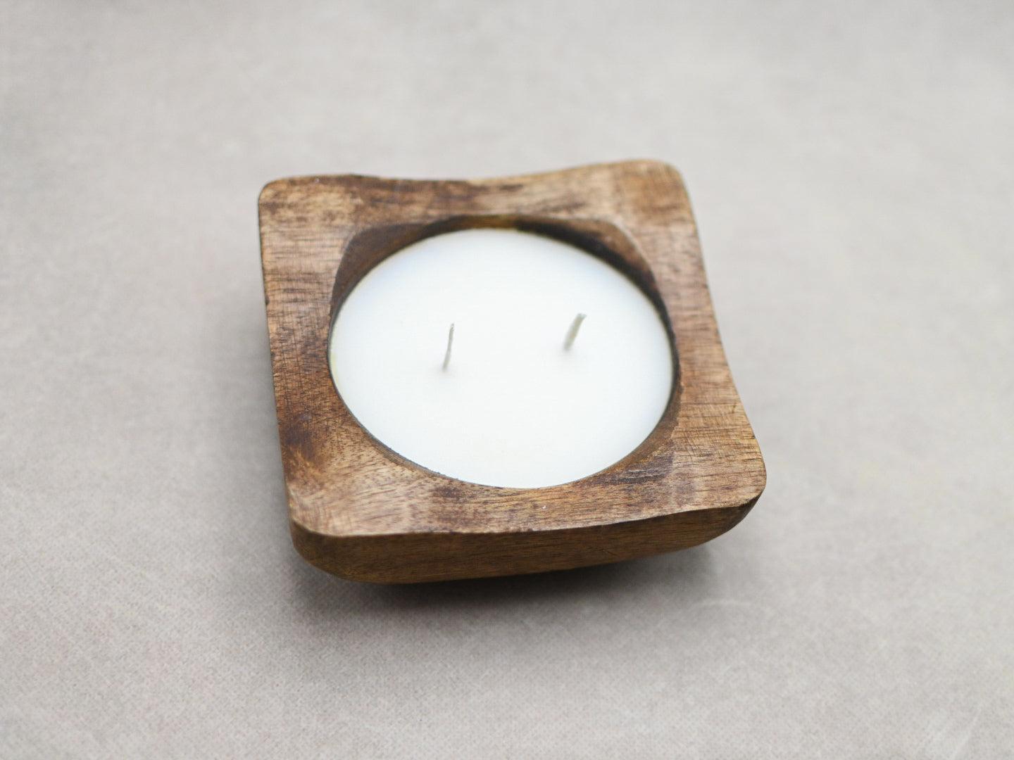 Vanilla Jasmine Wooden Dough Bowl Candle Candles