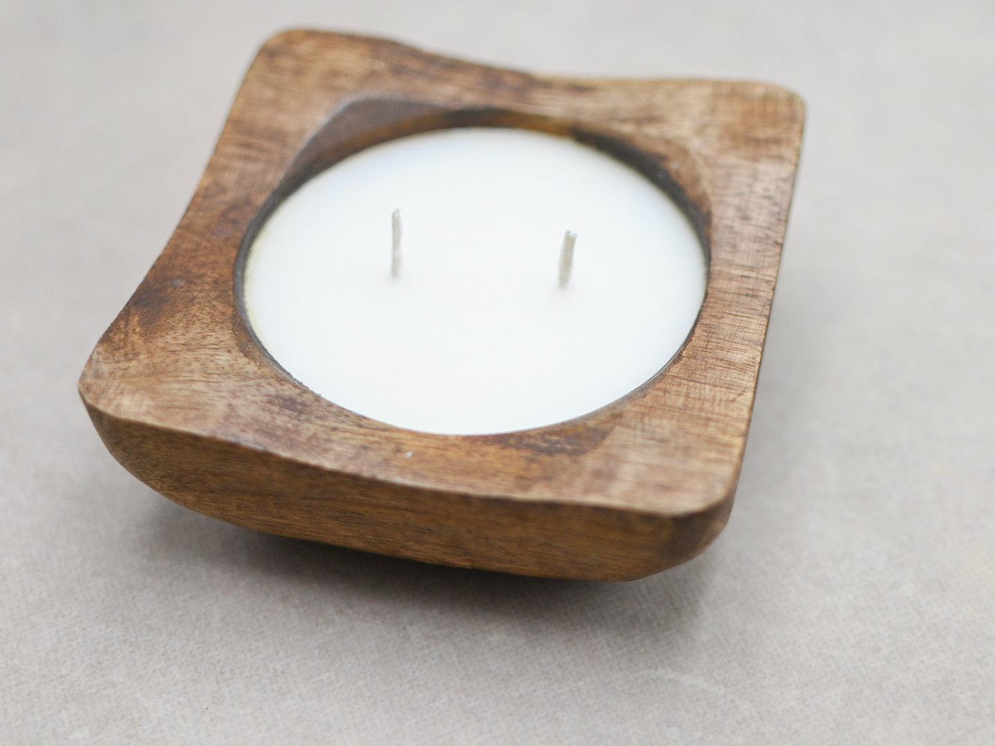 Vanilla Jasmine Wooden Dough Bowl Candle Candles