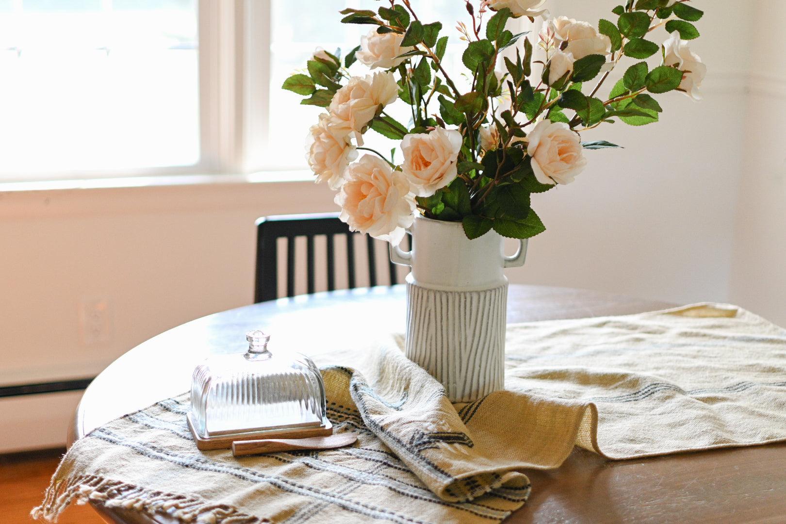 Glazed Striped Vase Vase & Pots