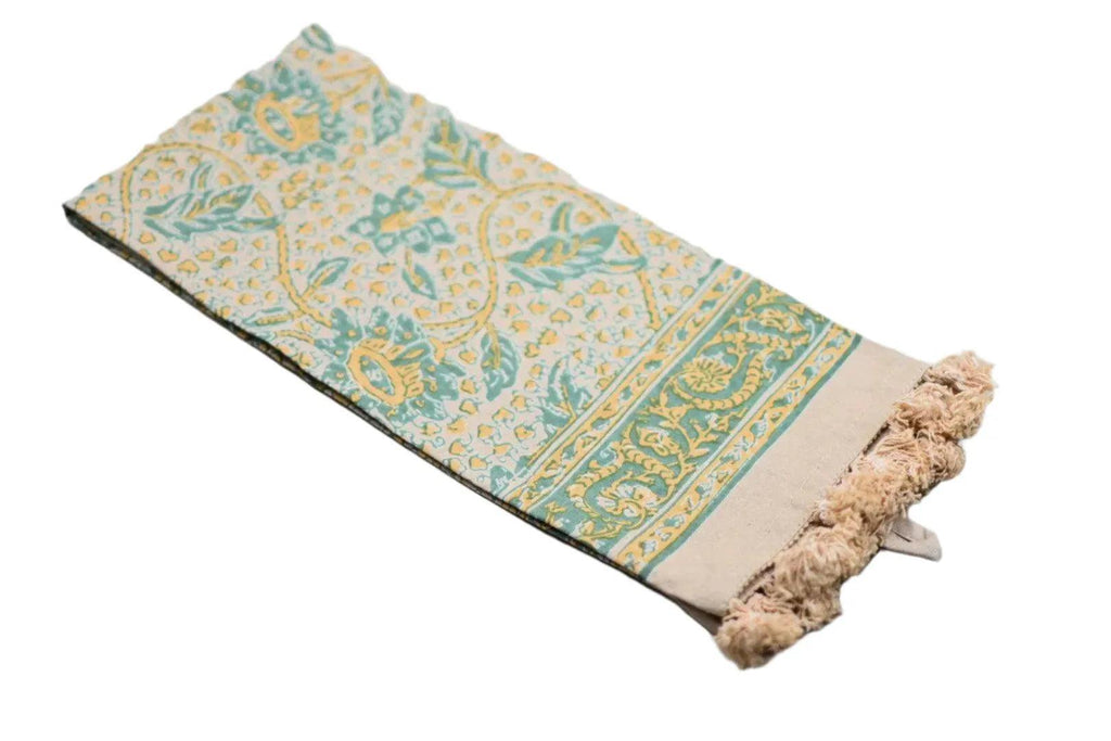 Block Print Cotton Printed Tea Towel Yellow Kitchen & Bath