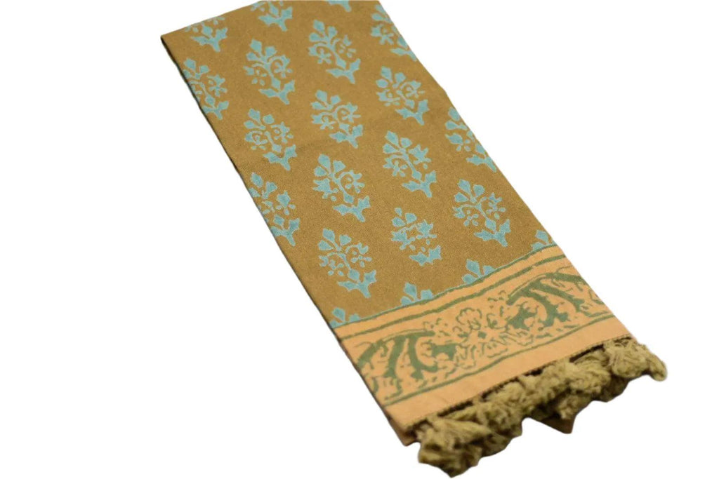 Block Print Cotton Printed Tea Towel Brown Kitchen & Bath