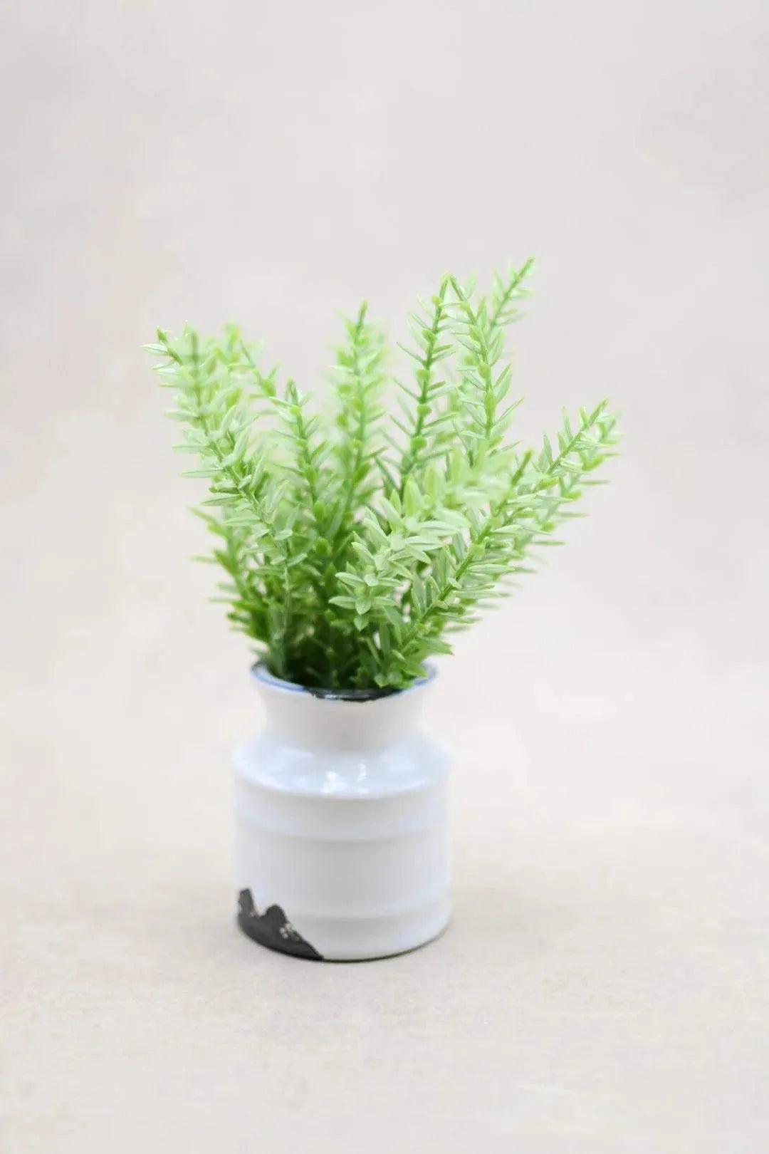 Faux Plant in Stoneware Pot Vase & Pots