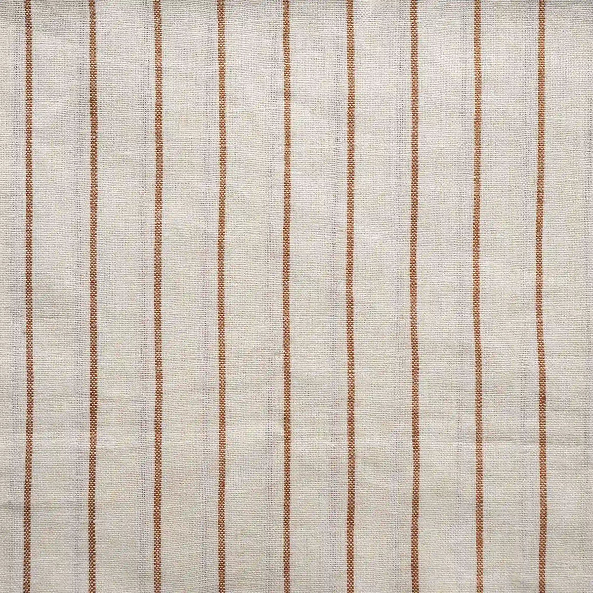 Striped Linen White & Brown Fabric