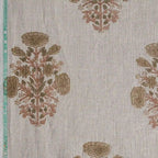A Pressed Petal Natural & Beige Linen Fabric