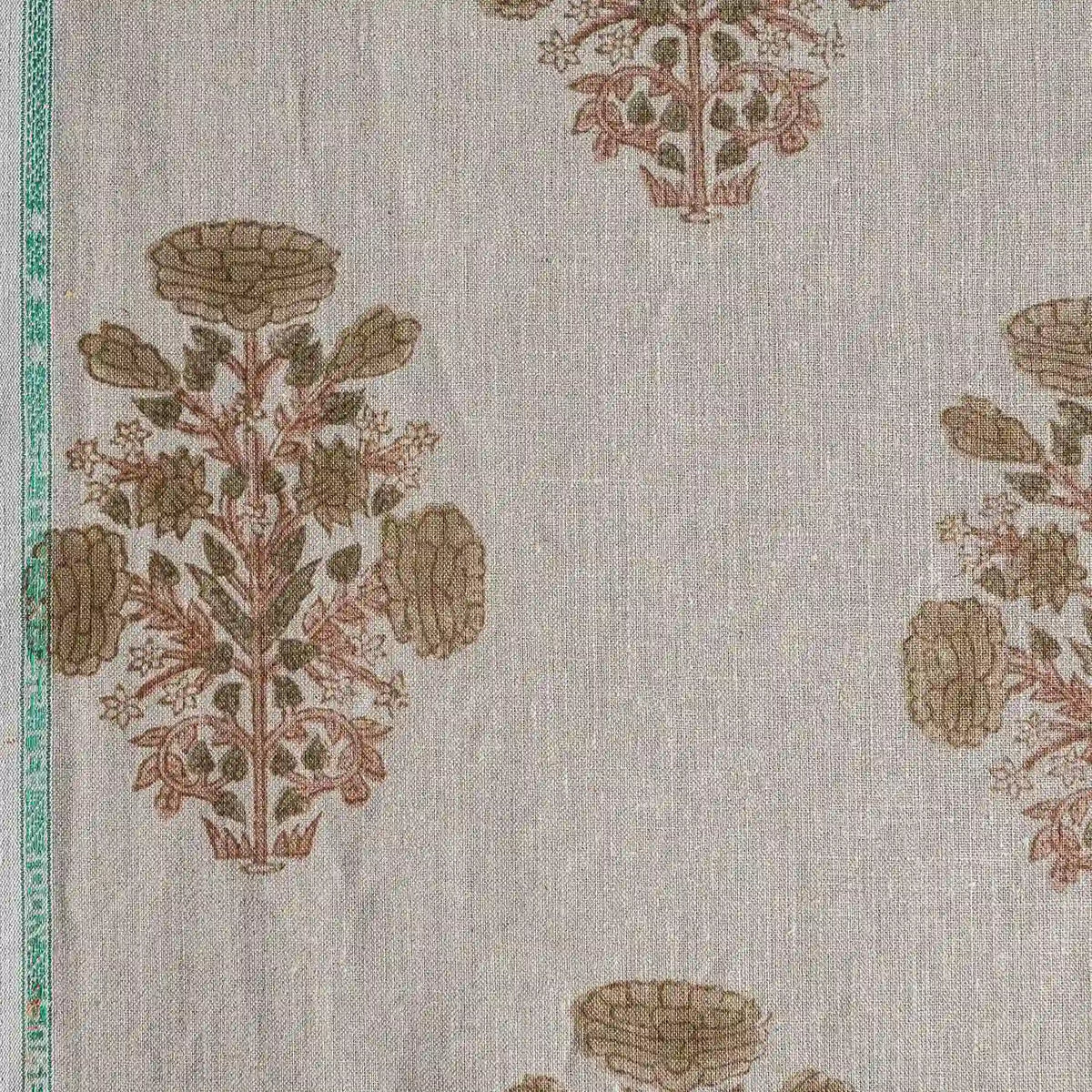 A Pressed Petal Natural & Beige Linen Fabric
