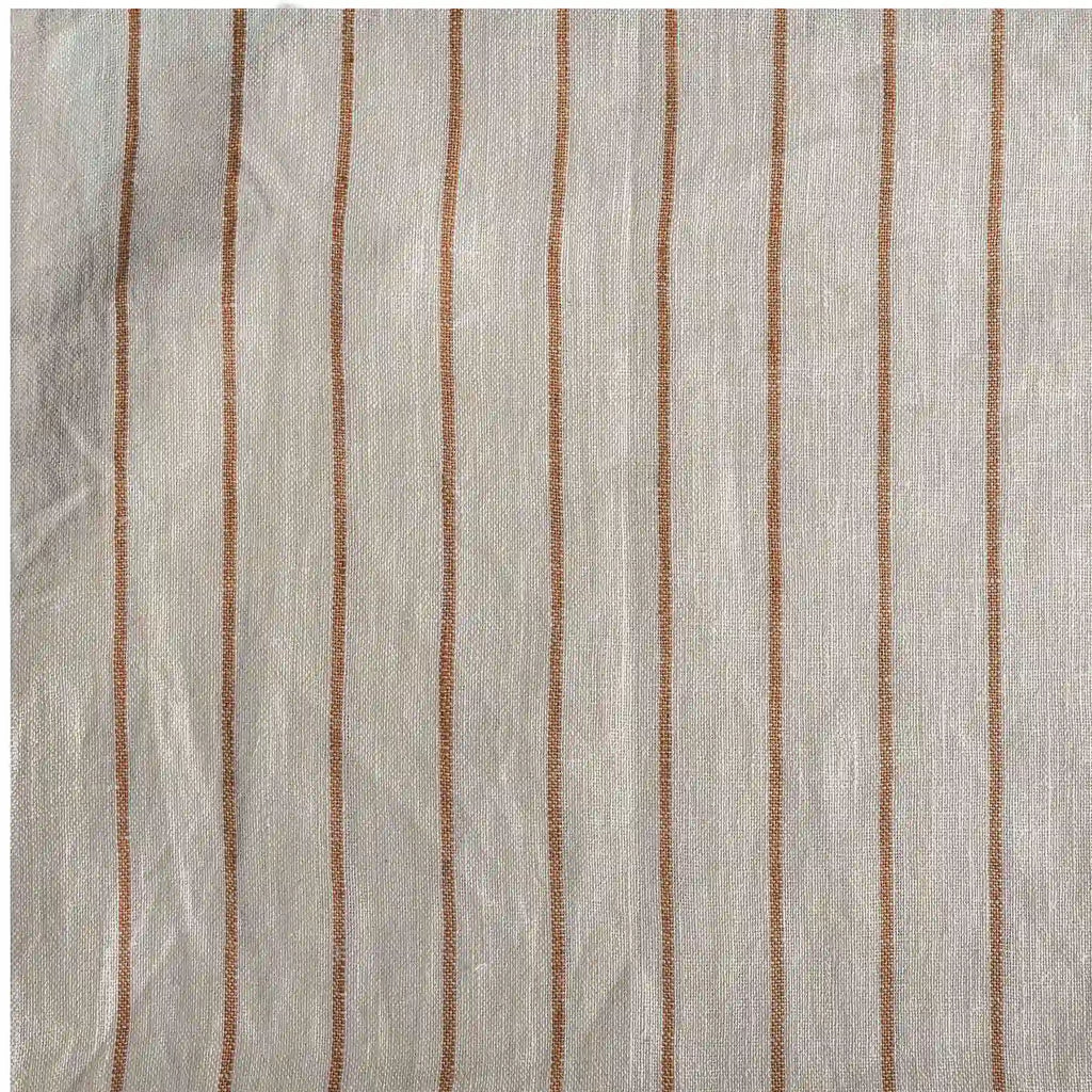 Striped Linen White & Brown Fabric