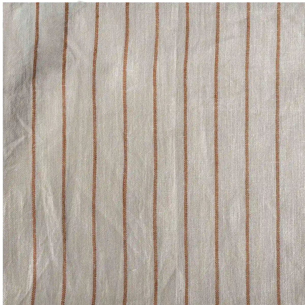 Striped Linen White & Brown Fabric