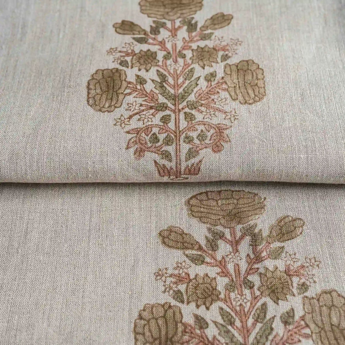 A Pressed Petal Natural & Beige Linen Fabric