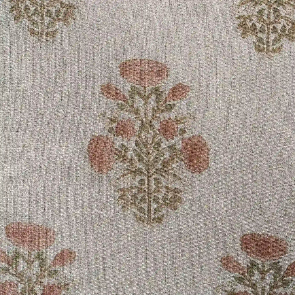 A Pressed Petal Natural & Blush Pink Linen Fabric