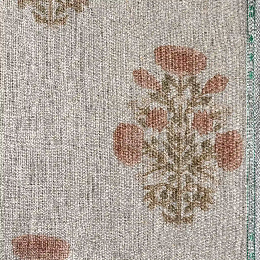 A Pressed Petal Natural & Blush Pink Linen Fabric
